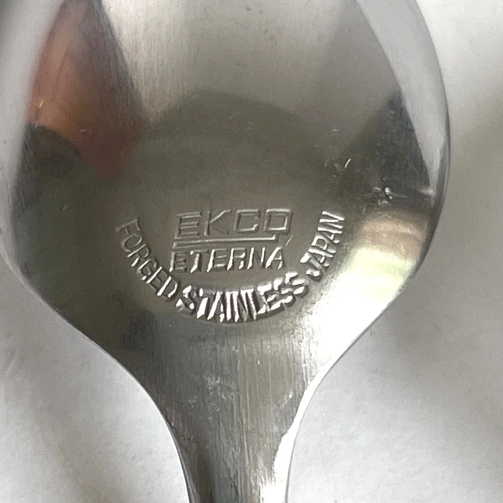 Ekco Eterna Iced Tea Spoons Set of 2 Forged Stainless Japan Brown MCM 7.75 inch